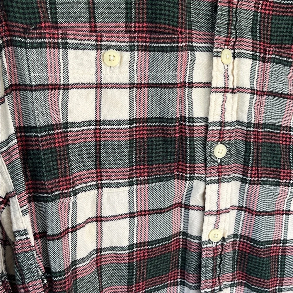 J. Crew Men’s Flannel Plaid Button-Down Shirt, Red Green 100% Cotton, Size S